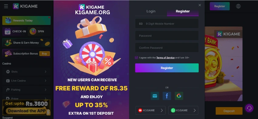 register k1 games, play and earn money